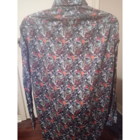 Men's Visconti Uomo 2-Ply Mercerized Cotton Paisley Multicolor Shirt size 2XLB - Picture 7 of 13